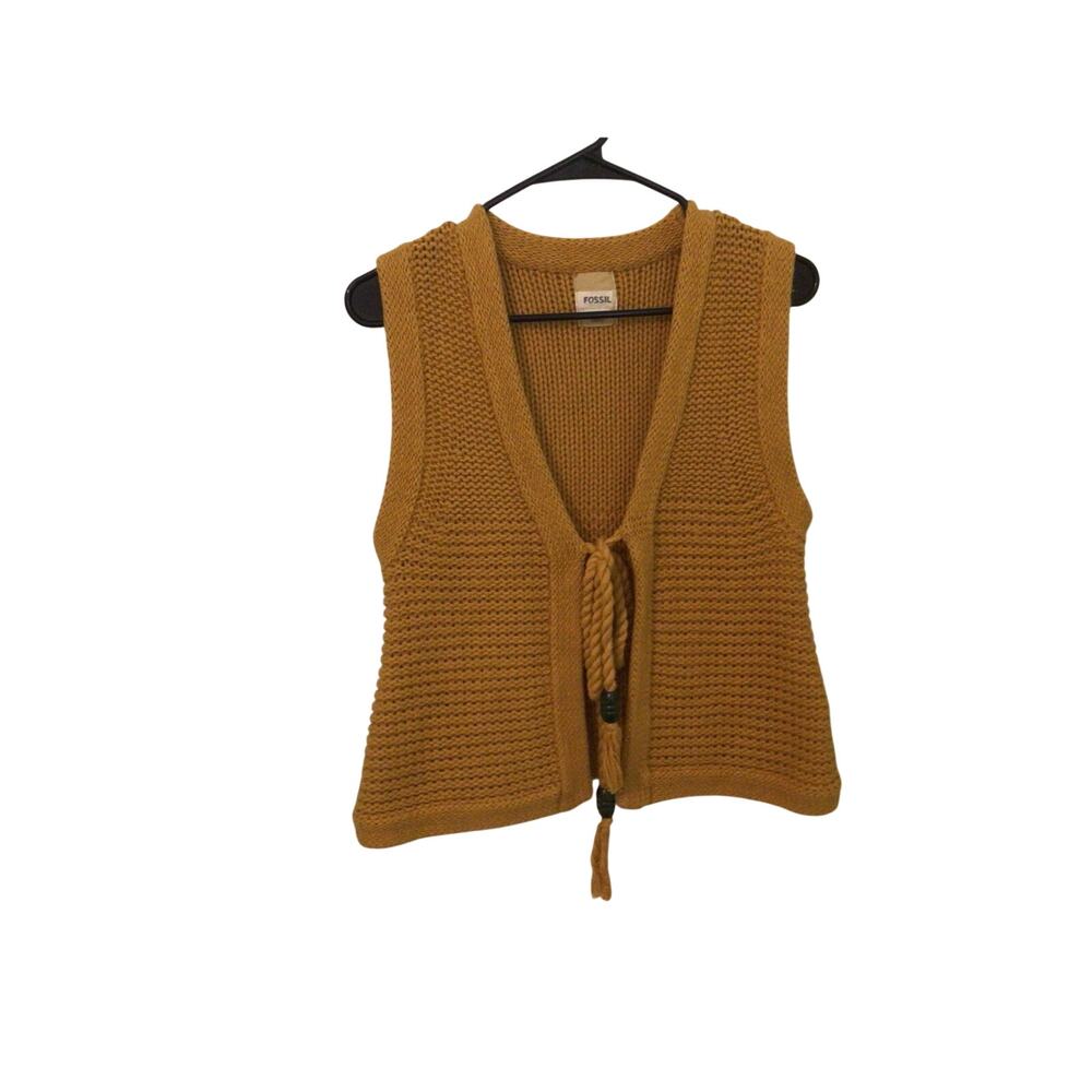 Fossil Knit Vest Large Mustard Yellow Large